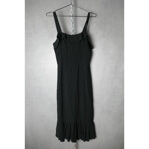 Reformation Black Ruffle Midi Dress Spaghetti Strap Occasion Womens Size 6